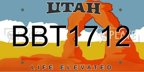 BBT1712 Utah License Plate