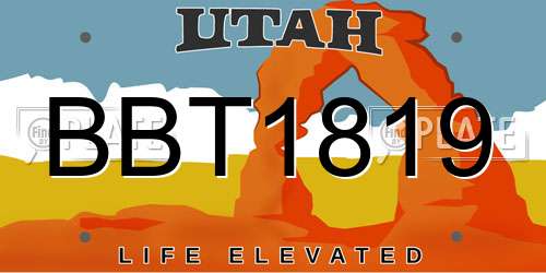 BBT1819 Utah License Plate