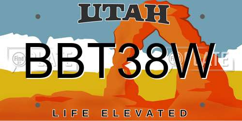 BBT38W Utah License Plate