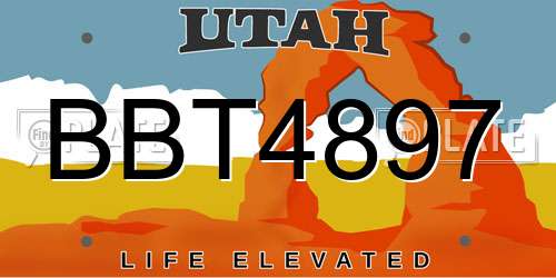BBT4897 Utah License Plate