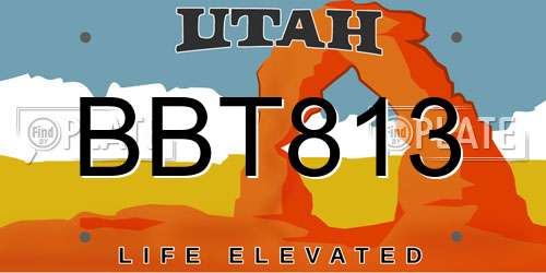 BBT813 Utah License Plate
