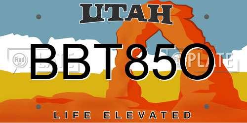 BBT85O Utah License Plate