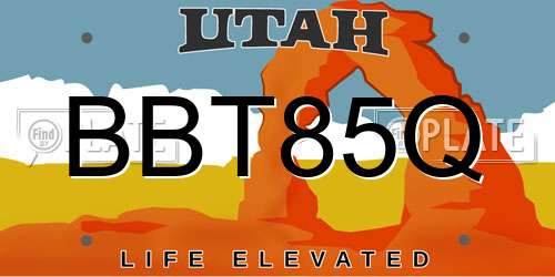 BBT85Q Utah License Plate