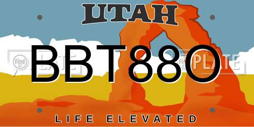 BBT88O Utah License Plate