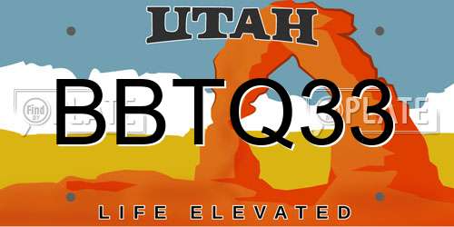 BBTQ33 Utah License Plate