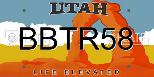 BBTR58 Utah License Plate