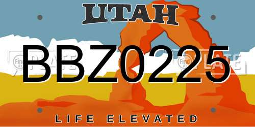 BBZ0225 Utah License Plate