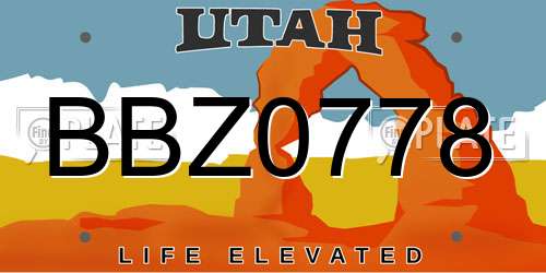 BBZ0778 Utah License Plate