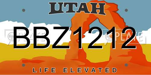 BBZ1212 Utah License Plate