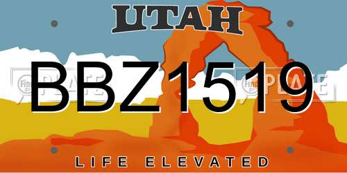 BBZ1519 Utah License Plate
