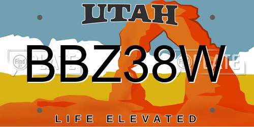 BBZ38W Utah License Plate