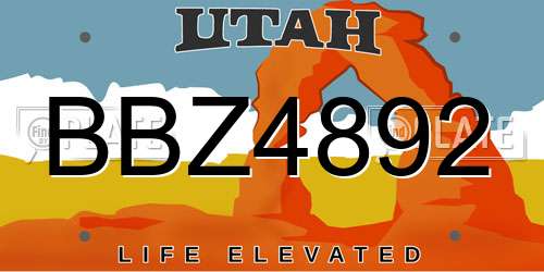 BBZ4892 Utah License Plate