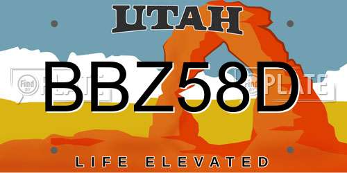 BBZ58D Utah License Plate
