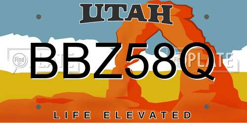 BBZ58Q Utah License Plate