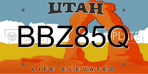 BBZ85Q Utah License Plate