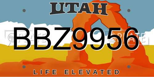 BBZ9956 Utah License Plate