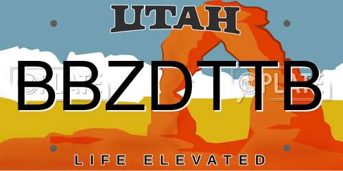 BBZDTTB Utah License Plate