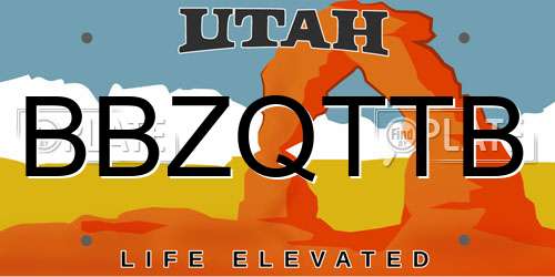 BBZQTTB Utah License Plate