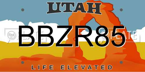 BBZR85 Utah License Plate