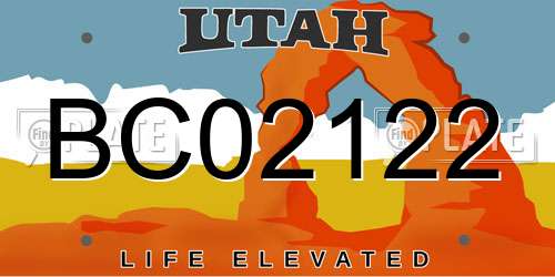 BC02122 Utah License Plate