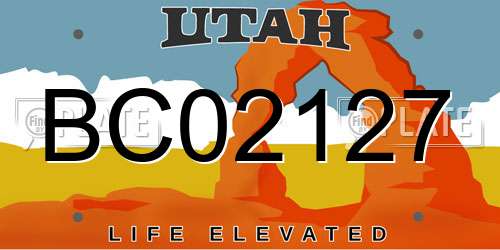 BC02127 Utah License Plate