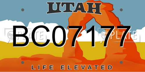 BC07177 Utah License Plate