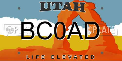 BC0AD Utah License Plate