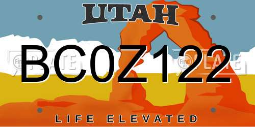 BC0Z122 Utah License Plate