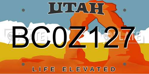 BC0Z127 Utah License Plate