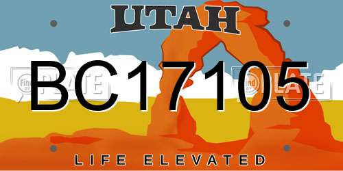 BC17105 Utah License Plate