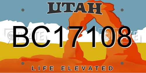 BC17108 Utah License Plate