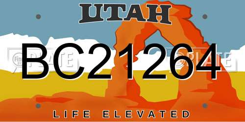 BC21264 Utah License Plate