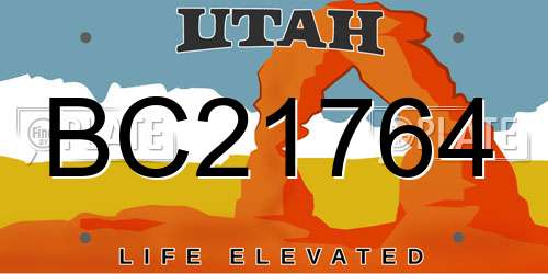 BC21764 Utah License Plate