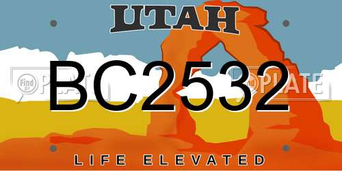 BC2532 Utah License Plate