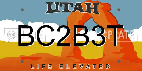 BC2B3T Utah License Plate