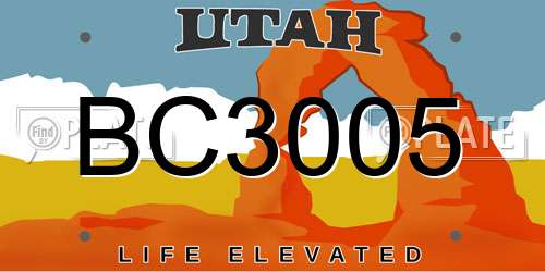 BC3005 Utah License Plate