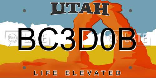 BC3D0B Utah License Plate
