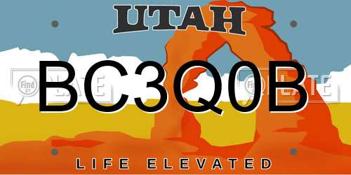 BC3Q0B Utah License Plate