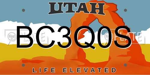 BC3Q0S Utah License Plate