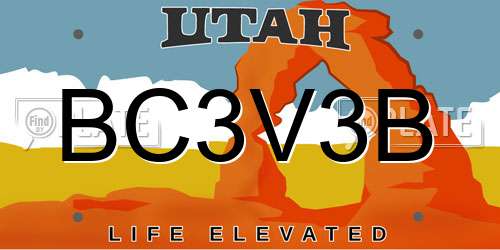BC3V3B Utah License Plate