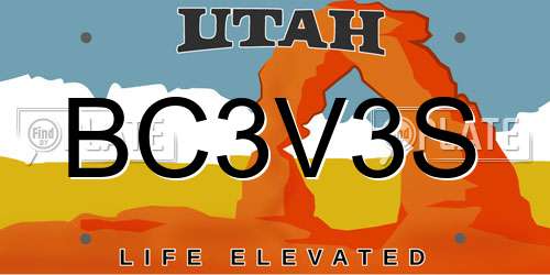 BC3V3S Utah License Plate