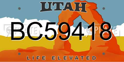 BC59418 Utah License Plate