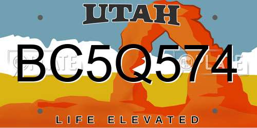 BC5Q574 Utah License Plate