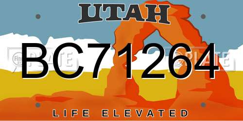 BC71264 Utah License Plate