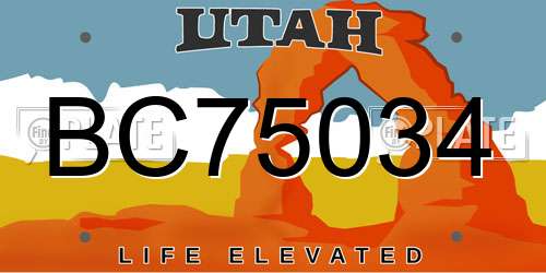 BC75034 Utah License Plate