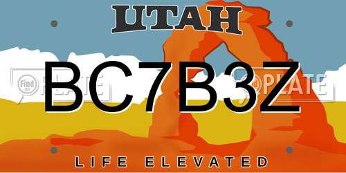 BC7B3Z Utah License Plate