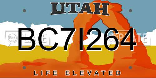 BC7I264 Utah License Plate