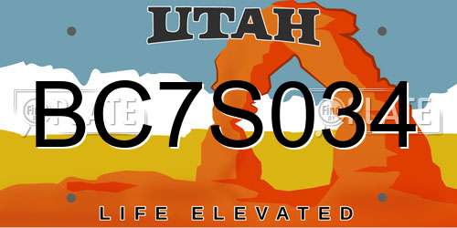 BC7S034 Utah License Plate