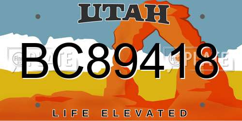 BC89418 Utah License Plate