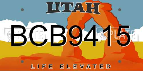BCB9415 Utah License Plate